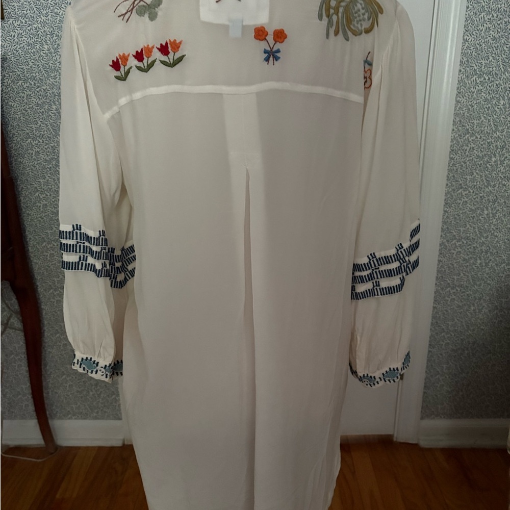 Johnny Was Embroidered White Tunic with Multicolor Patterns - Picture 2 of 13